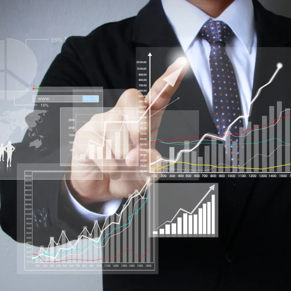 A strategic growth visualization on an event management platform showing real-time revenue analytics and venue occupancy trends.