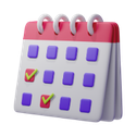 3D calendar icon with red header and green checkmarks representing software for banquet hall bookings that prevents double bookings through real-time sync.